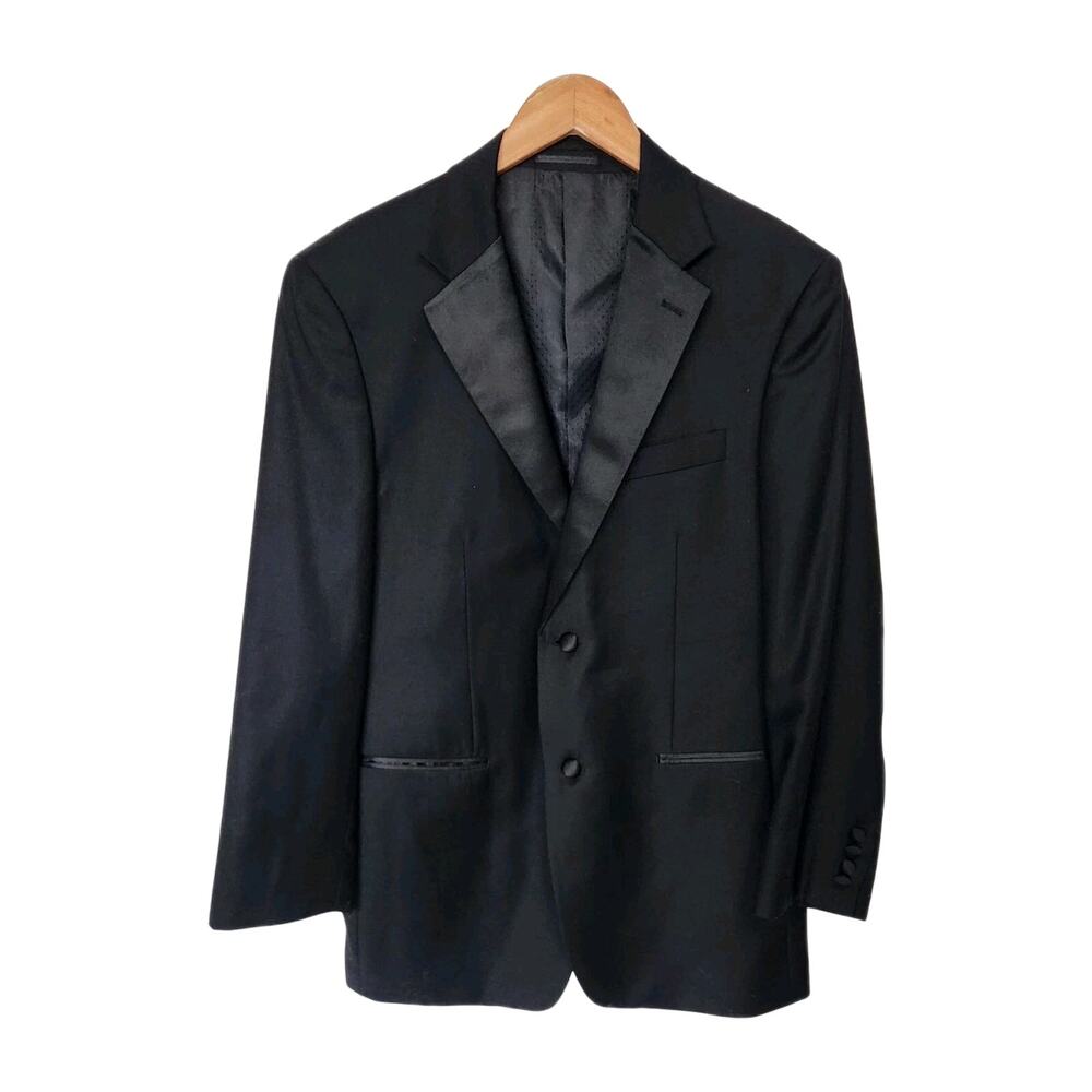 Mantoni Wool 2-Button Satin Notch Lapel Black Men's Tuxedo Jacket Size 40R